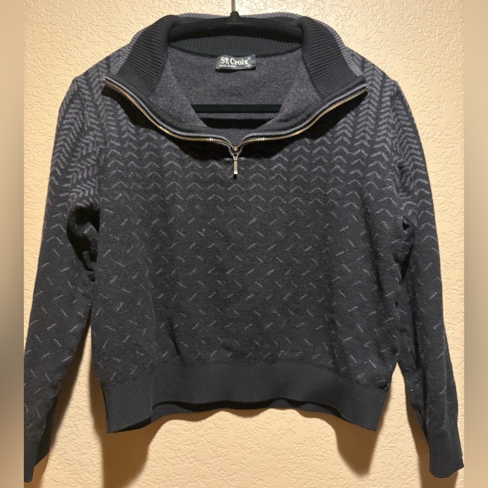 St. Croix Women's 100% Wool Gray Quarter Zip Sweater Size M